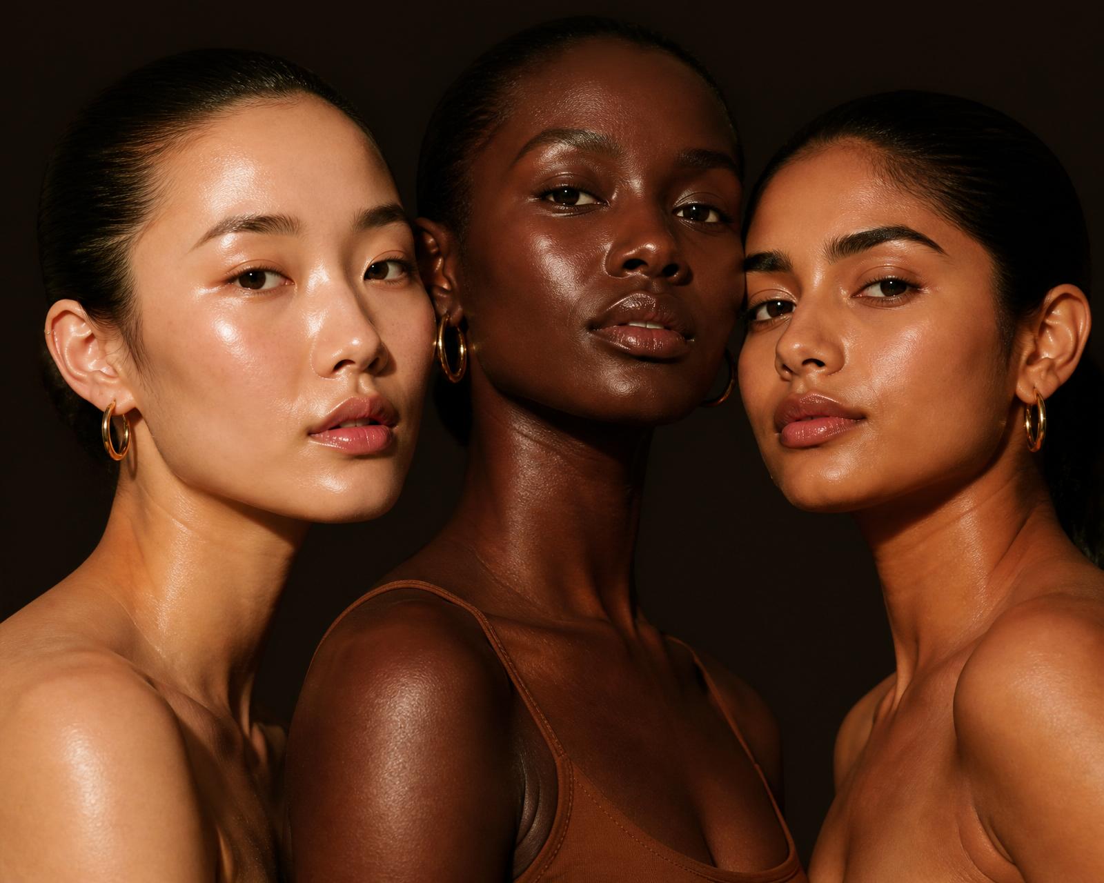Three women with glowing skin